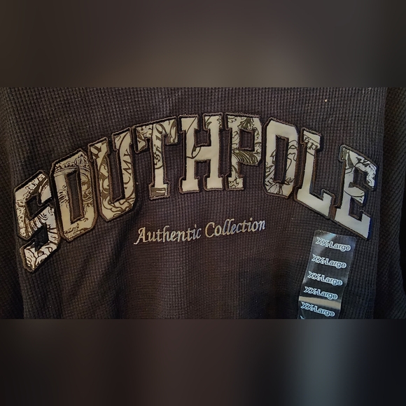 South Pole Men's Black Waffle Long Sleeve Tee XXL - Picture 2 of 4